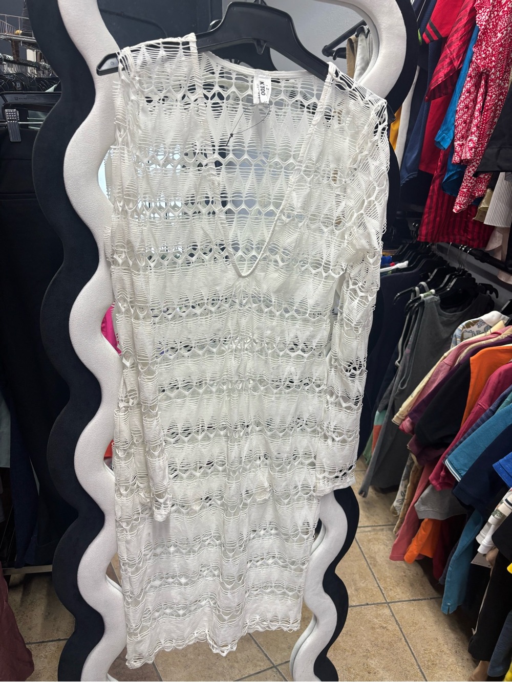 White Crochet Midi Dress